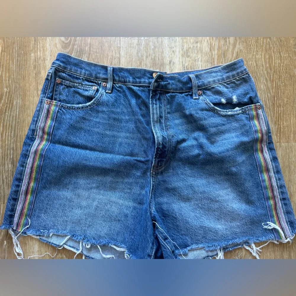 American Eagle Denim Shorts with Colorful Side Stripes- Size 18 - Picture 2 of 5